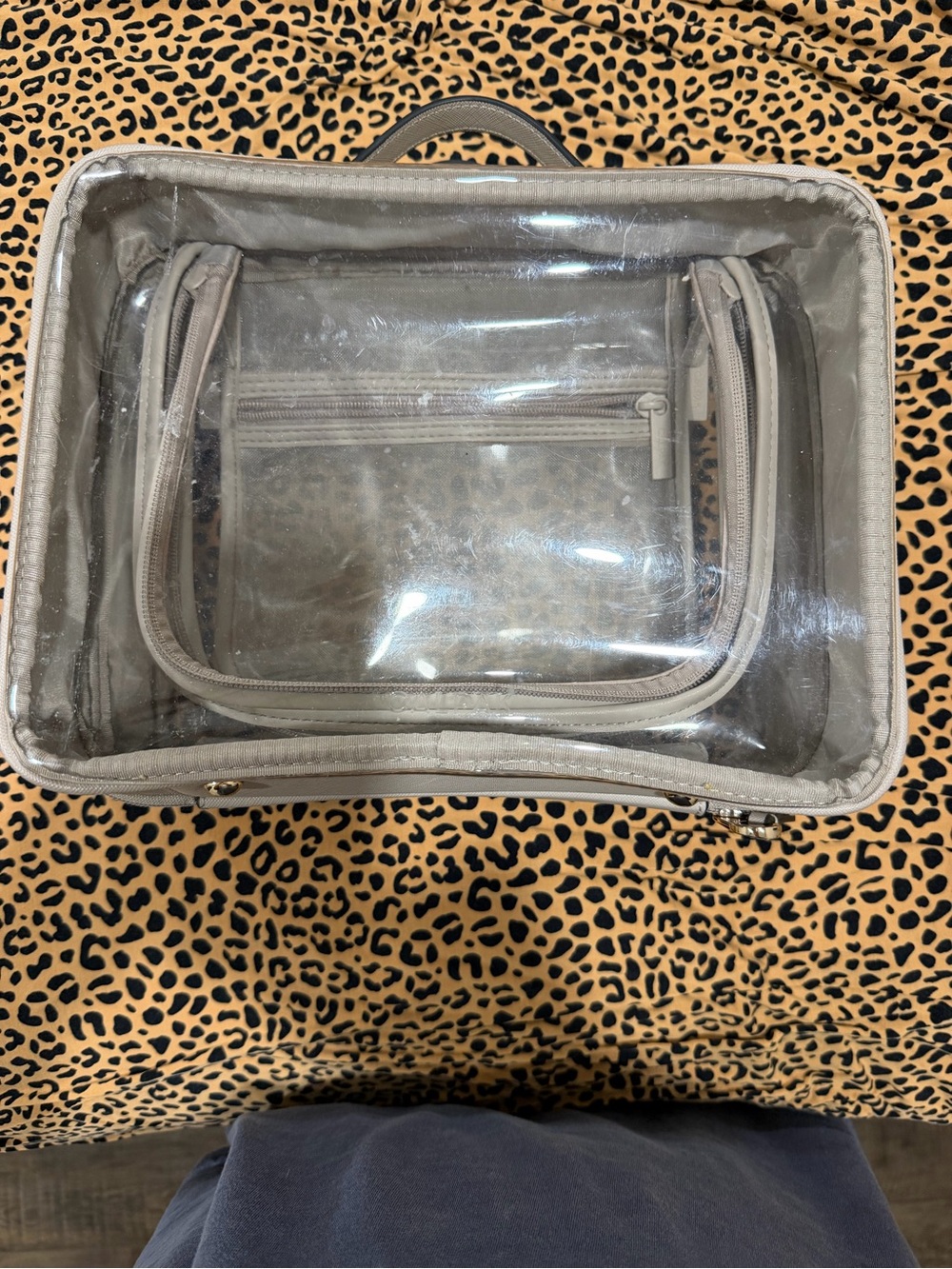 Calpak Clear Cosmetic Case with Beige Trim - Picture 2 of 7